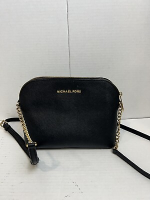 #ad Michael Kors Cindy Dome Crossbody Black Leather Shoulder Bag Pebble Leather