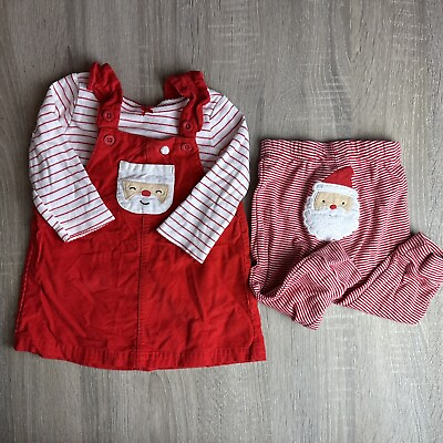 #ad Carter#x27;s 9 Month 2 Piece Santa Christmas Holiday Set Red Dress Top amp; Leggings $9.99