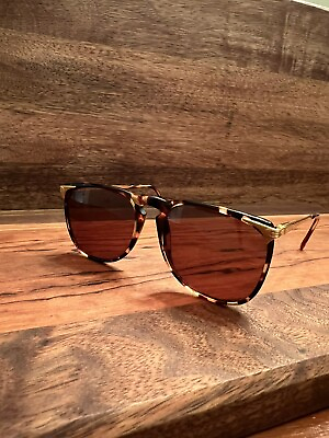 #ad VINTAGE RATTI PERSOL CELLOR 3 HAVANA TORTOISE and GOLD FRAME SUNGLASSES