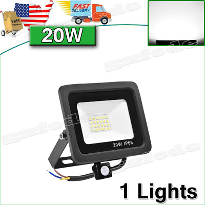 #ad 20W PIR Motion Sensor LED Flood Light Outdoor Security lighting Cool White 110V