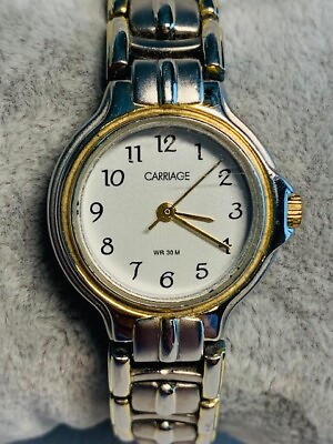 #ad Vintage Ladies Carriage Two Tone WR 30M Watch New Battery $7.87