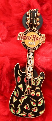 #ad Hard Rock Cafe Pin Ft. Lauderdale Halloween SPOOKY EYES guitar hat lapel logo
