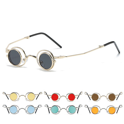 #ad Retro Flip Up Small Round Sunglasses Fashion Personality Foldable Glasses Shades