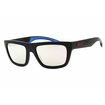 #ad Hugo Boss Men#x27;s Sunglasses Matte Black Blue Plastic Frame BOSS 1450 S 00VK DC