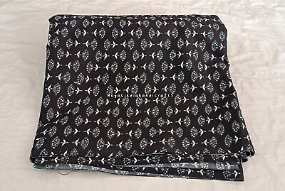 #ad Ethnic Indian Cotton Craft Sewing Dress Material Black Floral Print Women Fabric