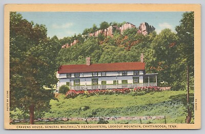 #ad Cravens House Walthall#x27;s Headquarters Lookout Mountain TN Vintage Linen Postcard