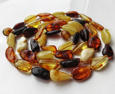 #ad Lovely Natural Mixed Baltic Amber Necklace 73 cm 28.5 inch.