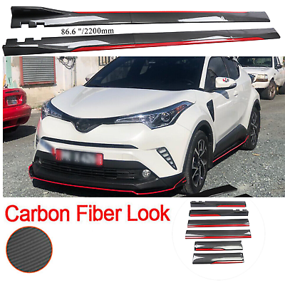 #ad Carbon Fiber Look 86.6quot; Side Skirt Extension Spoiler Splitter For Toyota CHR