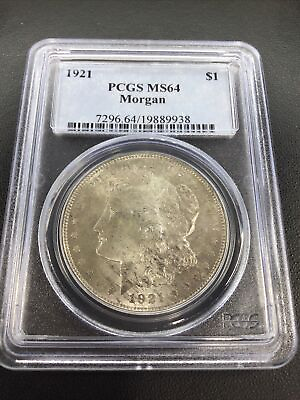 #ad PCGS MS 64 1921 Morgan Silver Dollar A Beautiful and Lustrous Classic $74.97