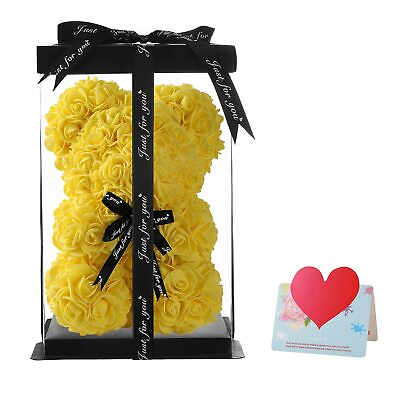 #ad Rose Bear Rose Flower Bear 10 Inch Handmade Rose Teddy Bear with Gift Box Best