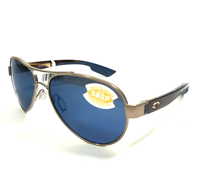 #ad Costa Sunglasses Loreto 40063256 Golden Pearl Aviators Brown Horn Arms 580P Lens