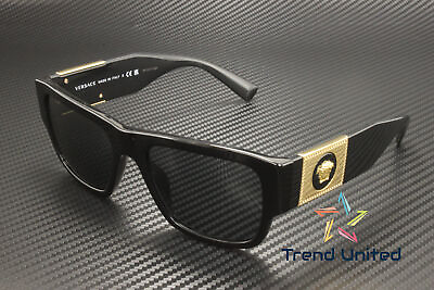 #ad VERSACE VE4406 GB1 87 Black Dark Grey 56 mm Men#x27;s Sunglasses