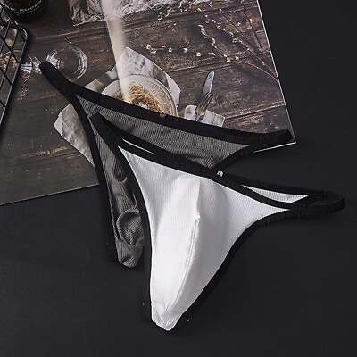#ad Men#x27;s Brief Underwear Panties T Back Thongs G String Sports Simple Low Rise AU