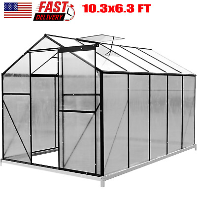 #ad 10.3#x27;×6.3#x27; Portable Greenhouses Polycarbonate Walk in Green House Outdoor Plants