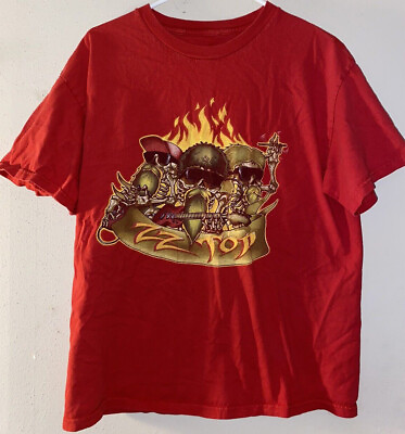 #ad ZZ TOP IN HELL Funny BAND Shirt Short Sleeve Red Unisex S 5XL LE181