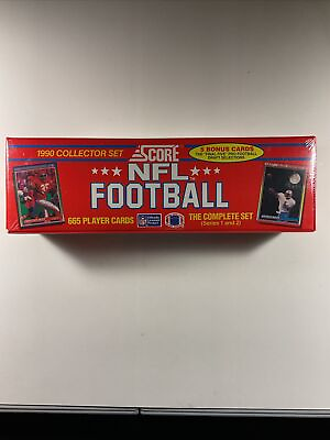 #ad Score 1990 Official NFL Complete 665 Card Set Factory Sealed 5 Bonus Cards