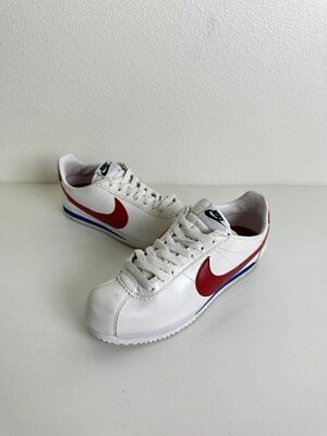 #ad Nike Women#x27;s Classic Cortez Leather Sneaker White Red Low Top Size 7.5