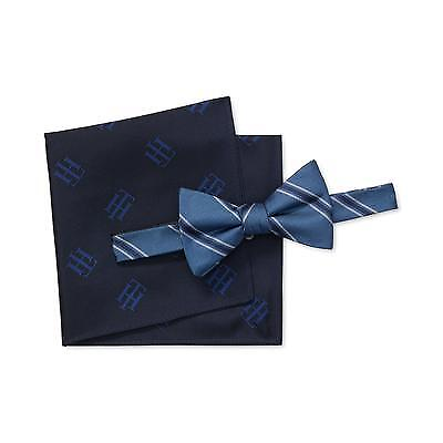#ad Tommy Hilfiger Mens Rumi Striped Bow Tie Blue ONE SIZE Necktie