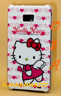 #ad for Samsung galaxy s2 hello kitty case white hot pink w heart i9100 AND I i777