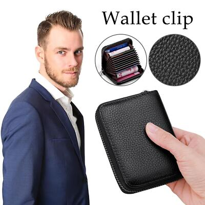 #ad Wallet Card Holder Mens Leather RFID Blocking Slim Men Credit Money Clip