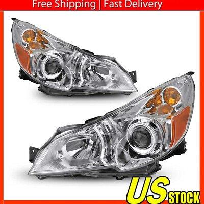 #ad For Subaru Outback Chrome 2010 14 Housing Reflector Amber Headlights W Projector