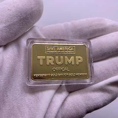 #ad 1pc 2024 US President Donald Trump Gold Bar Commemorative Medal Souvenir Coin