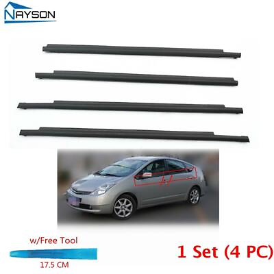 #ad 4PC w Tool For Prius 2004 2009 Window Weatherstrip Molding Belt Trim Outer Black
