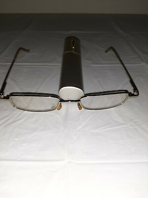 #ad Silver Reading Glasses With Carrying Tube 1.50