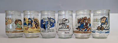 #ad Vintage Welch#x27;s Jelly Jar Glasses Mixed Lot of 6 Disney Peanuts Looney Tunes