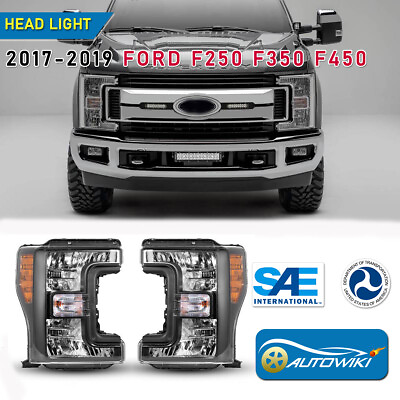#ad Headlights For 17 19 Ford F250 F350 F450 550 Super Duty Black Clear Lens Replace