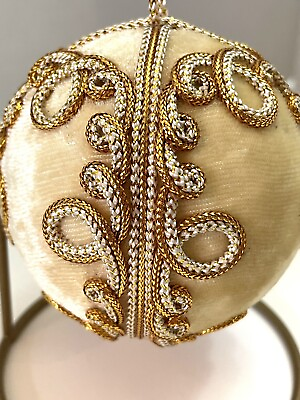 #ad Vintage Velvet Ball Ornament With Embellishments
