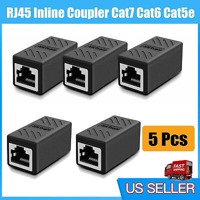 #ad 1 5PACK RJ45 Inline Coupler Cat6 Cat5e Ethernet Network Cable Extender Connector