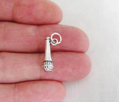 #ad Sterling Silver Microphone charm