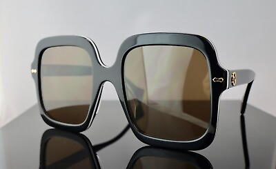 #ad Gucci GG1241S Black Brown Lens Oversized Square Sunglasses 100% UV
