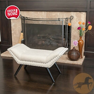 #ad Rosalynn Tufted Fabric Ottoman Bench High End Stool Contemporary Furniture Decor
