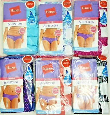 #ad 6 Pk Hanes Womens Cool Comfort Underwear Hipster Nearly Invisible Bikini Panties