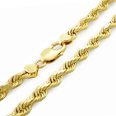 #ad 10K Yellow Gold 8mm Rope Diamond Cut Italian Chain Pendant Mens Necklace 20quot;
