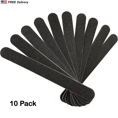 #ad Nail File Emery Board 10 Pack Double Sided 100 180 Black Manicure Pedicure Tool