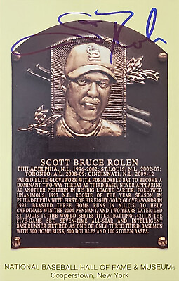 #ad Scott Rolen Autographed Baseball Hall of Fame Plaque Postcard CollectibleXchange