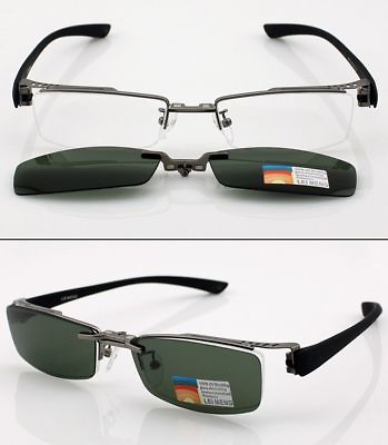 #ad Agstum Magnetic Polarized Clip on half rim Eyeglasses Frame Night Driving sungla