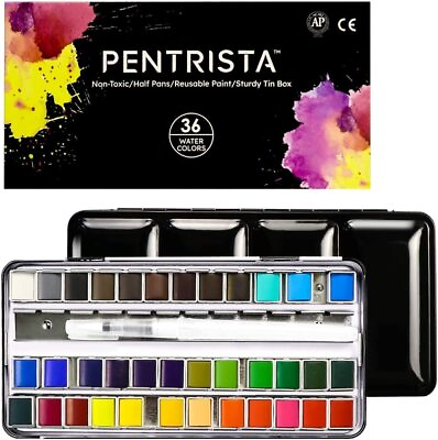 #ad Professional 36 Colors Watercolor Paint Draw Painting Water Brush Pigments Set