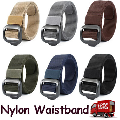 #ad Mens Outdoor Sports Military Tactical Nylon Waistband Canvas Web Belt Adjustable