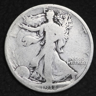 #ad ** 1918 D Walking Liberty Silver Half Dollar FREE SHIPPING $20.00