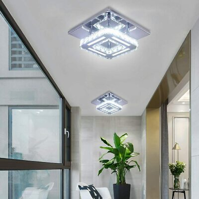 #ad Modern LED Crystal Ceiling Light Chandelier Balcony Aisle Lighting Square Light