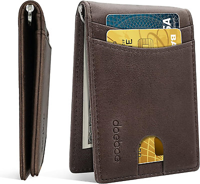 #ad Doeboe Wallet for Men Slim Money Clip Leather Mens Wallet Bifold Genuine RFID