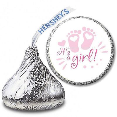 #ad 108 Its a Girl Baby Feet Baby Shower Favors Hershey Kiss Labels Kiss Stickers