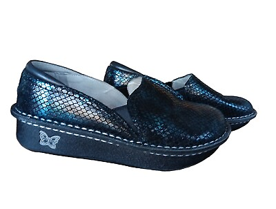 #ad Alegria Debra DEB 468 Oceanic Blue Leather Slip On Comfort Shoes Sz 6 6.5 $22.00