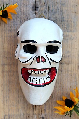 #ad Day of the Dead Skull Mask Wood Small Size Handmade Guerrero Mexican Folk Art