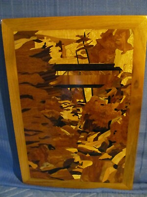 #ad Wooden Marquetry Artwork of quot;the Flume Gorgequot; in Franconia Notch NH