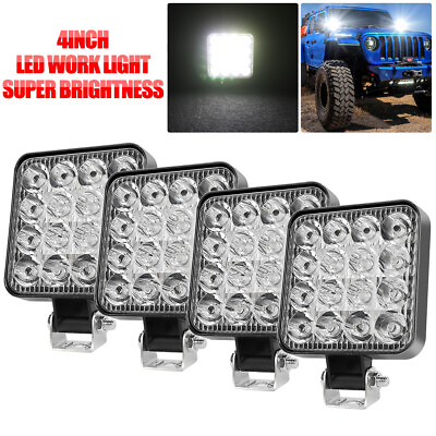 #ad 4 Pcs Square LED Work Light Pods SPOT Lights For Truck Off Road Tractor 12V 24V